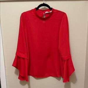 Collective Concepts Vibrant Red Blouse with Flared Sleeves
